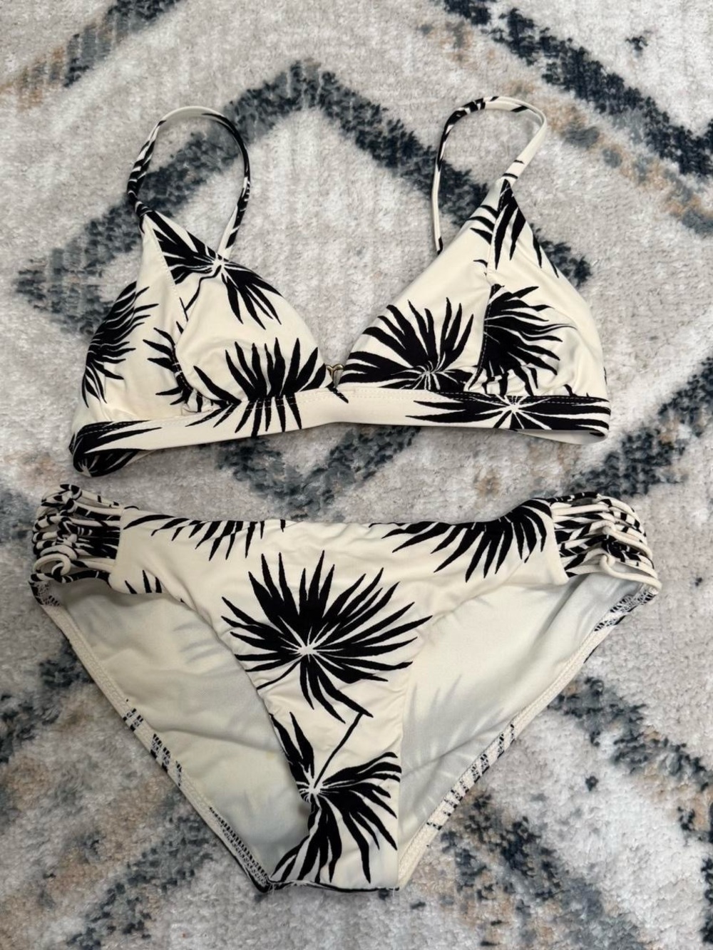 Billabong Black & Cream Floral Triangle Bikini Set